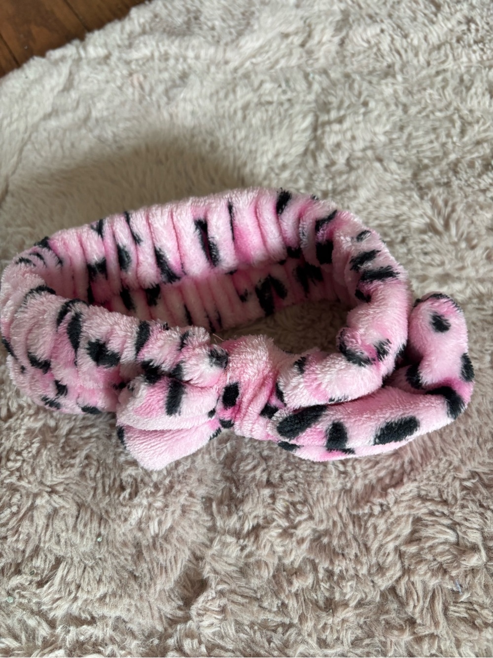 Pink Plush Leopard Print Headband